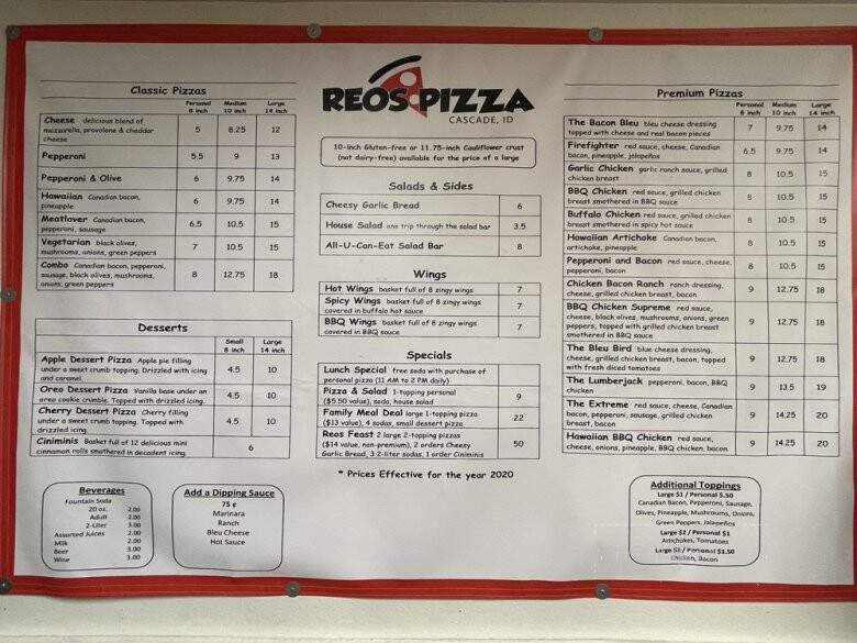 Reo's Pizza - Cascade, ID